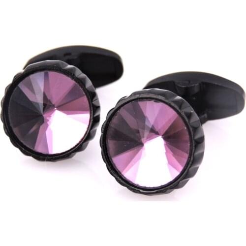 Violet Crystal Cone Cufflinks Men Classic Brand Violet Prismatic Cuff Button Designer High Quality Mens Shirt Taper Cuff Links