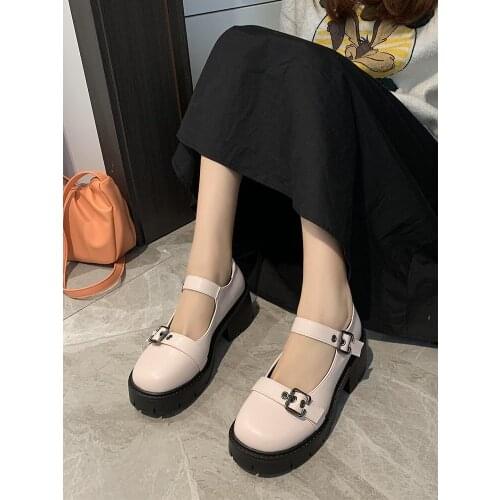 2021 Spring Retro Mary Jane Women Heels High Mary Jane Buckle Vintage Platform Fahsion New Black Cosplay Anime Harujuku Shoes