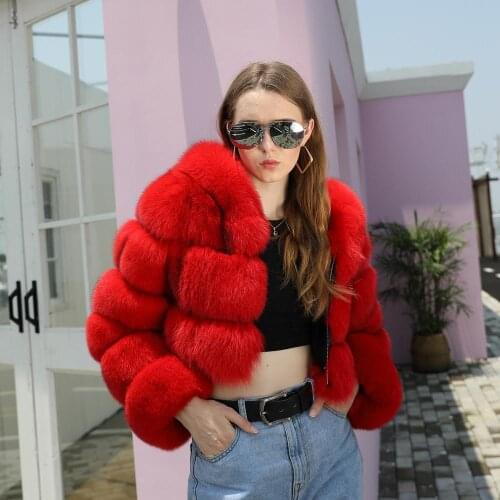 Natural Fashion Fox Fur Coat Long Sleeve Real Fur Furry Hooded Thick Warm Winter Lady Fur Jacket Elegant Women Fur Coat