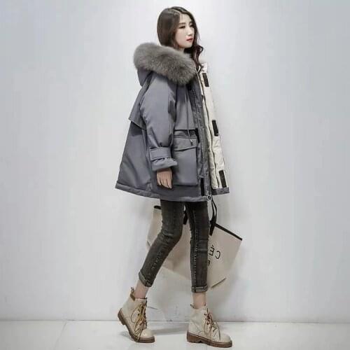 Real Fox Fur Winter Coat Women 2020 Plus Size Long Down Parka Hooded Outerwear White Duck Down Jacket Female Thick Warm Jacket