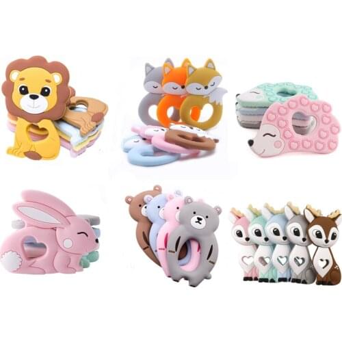 1Pc Silicone Teether Baby Tiny Rod Bpa Free Teething Food Grade Cartoon Shape Pacifier Clip Diy Accessory Baby Teething Cute Toy