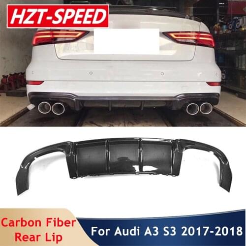 2017-2018 A3 S3 Real Carbon Fiber Rear Bumper Lip For Audi A3 S-line S3 Sedan Diffuser Spoiler Car Body Modify Kit Protector