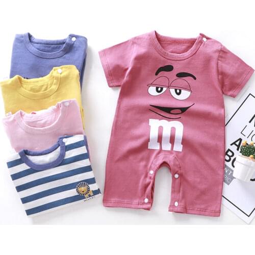 2020 Summer Cartoon Baby Boy and Girl Jumpsuit Short-sleeved Cotton Baby Newborn Clothes Jumpsuit 0-2Y Toddler Clothing