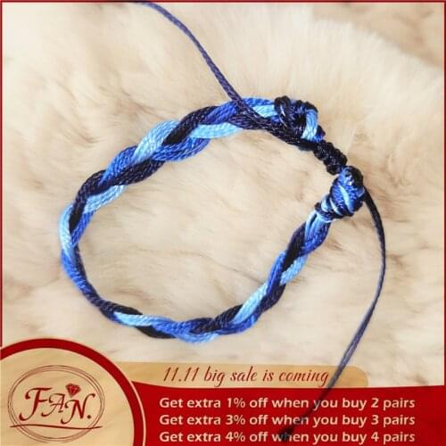 2021 New Trend Charming Girl Women Lady Simple Handmade Adjustable Fashion Blue 3 Ropes Weaving Chain Bracelet Jewelry Good Gift