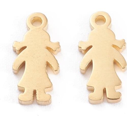 30pcs Blank Stainless Steel Golden Human Boy Girl Children Pendant Metal Charms DIY Jewelry Making Bracelet Necklace Accessories