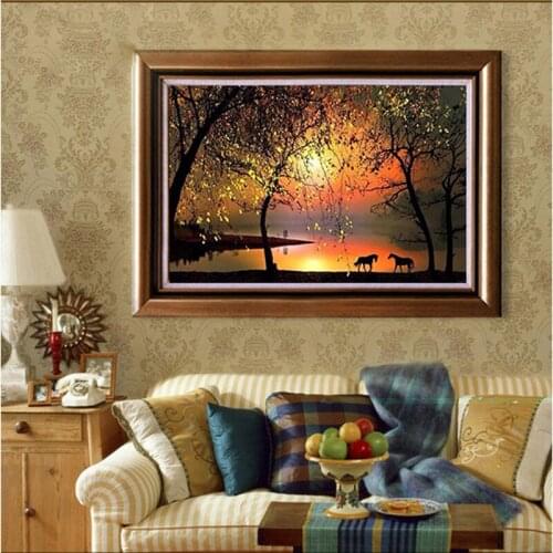 Diamond Embroidery Diy Diamond Painting Cross Stitch Kits Diamond Mosaic Sunset horse Full Square Diamond Embroidery CS049