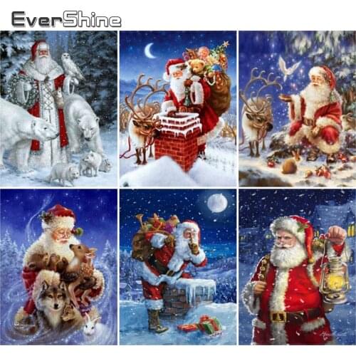 EverShine DIY Diamond Embroidery Portrait Christmas Diamond Painting Winter Rhinestone Mosaic Cross Stitch Kit Home Decoration