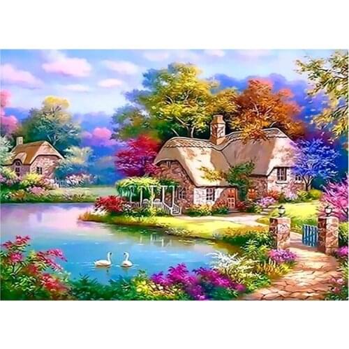 Diamond Painting DIY By Number Kits for Adult Scenic Countryside Embroidery Pictures Art Craft Drill Crystal Decor