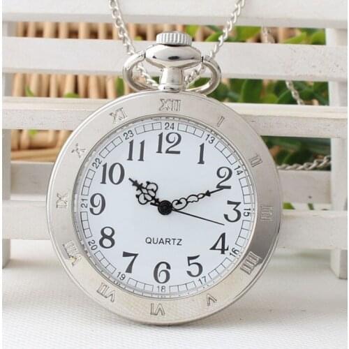 New Arrival Silver Quartz Pocket Watch for Men Women With Short Chain Round Dial for Male Female Best Gifts Watch