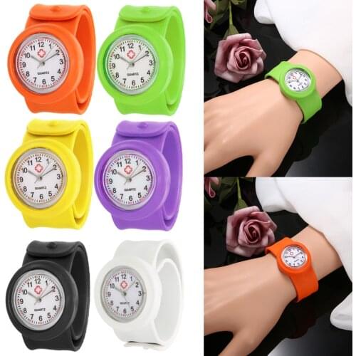 Candy Color Nurse Child Slap Watch Protable Silicone Strap Quartz Girl Boy Kids Snap On Wrist Watch Unisex Quartz Doctor Watch