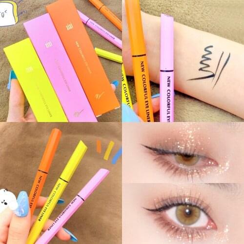 Xixi black eyeliner pencil colorful orange yellow pink appearance long lasting waterproof smooth matte eyeliner pen AC229
