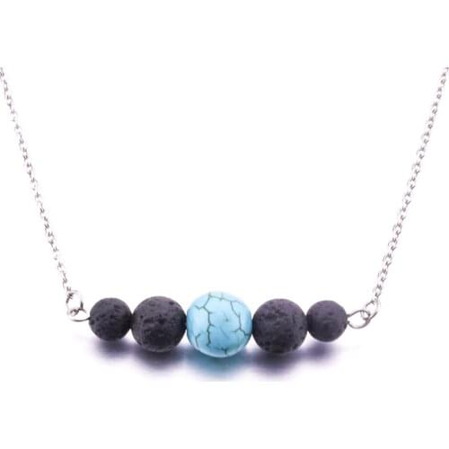 Black Lava Stone Necklace Diy Aromatherapy Essential Oil Diffuser Necklace For Women Jewelry