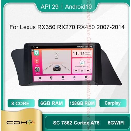 COHO For Lexus RX350 RX270 RX450 2007-2014 Android 10.0 Octa Core 6+128G Car Multimedia Player Stereo Receiver Radio Cooling Fan