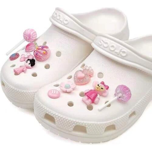 Croc Charms Pink and Lovely Vintage Little Lady Cute Lollipop Flower Doll Bundle Shoe Buckle Decoration Croc Charms Designer