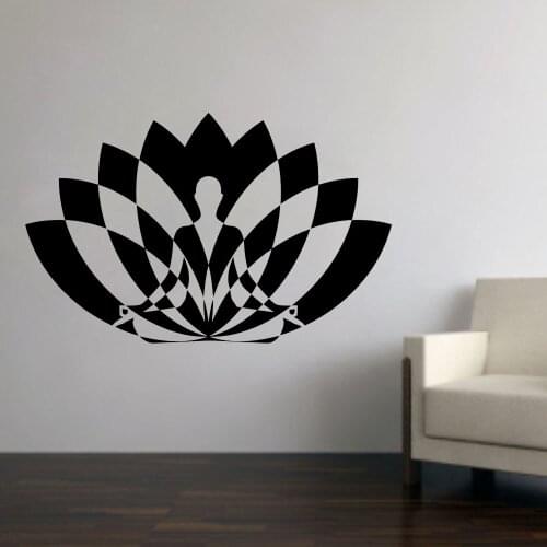 Lotus Flower Wall Decal Sports Fitness Gym Yoga Meditation Room Interior Decor Vinyl Door Window Stickers Art Wallpaper Q563