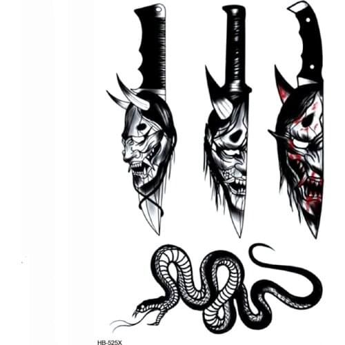 Demon Dagger Temporary Tattoo Stickers Body Art Flash Tattoo Sleeves Snake Tatuajes Temporales Tatoo Temporary Stickers For Men