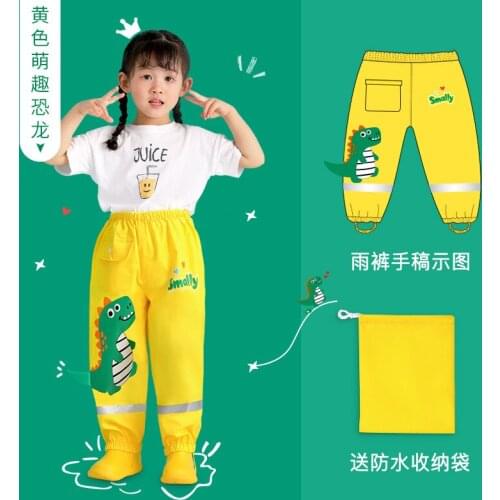 Cartoon Dinosaur Style Kids Rain Pants Boys and Girls Students Kids Waterproof Pants Fashion Children Rain Pants