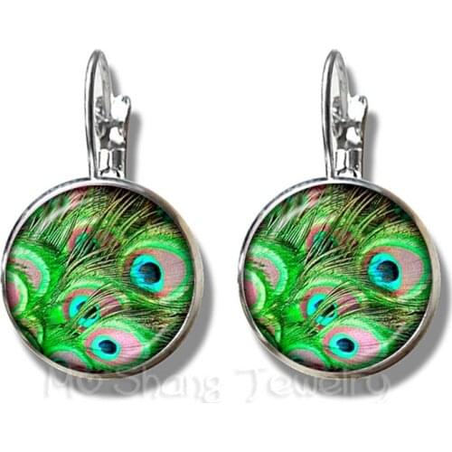 Flamingo Pattern Earrings New Fashion Round Glass Bird 16mm Glass Dome Silver Plated Stud Earrings For Women Great Gift