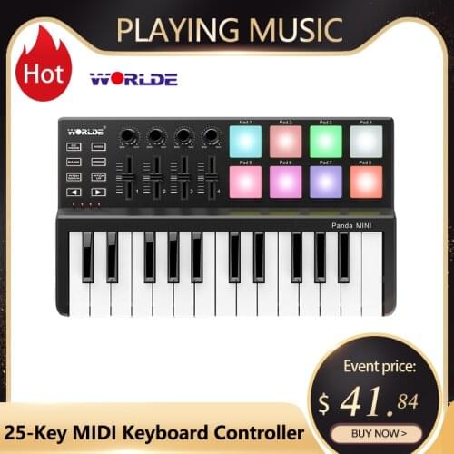 Hot WORLDE Panda MIDI Keyboard MIDI controller and Drum Pad MINI 25-Key Ultra-Portable USB MIDI Keyboard Controller 4 styles