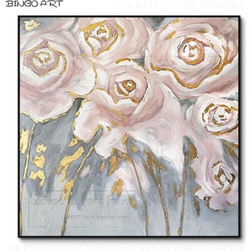 Skilled Artist Hand-painted High Quality Beautiful Flowers Oil Painting on Canvas Handmade Colorful Flowers Canvas Oil Painting