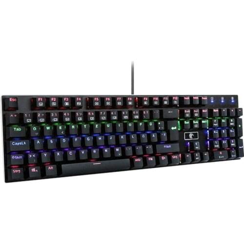 Keyboard Wired Gaming Keyboard Rainbow LEDBacklit 105 Anti-ghosting Blue Switch For Game Laptop PC German Layout