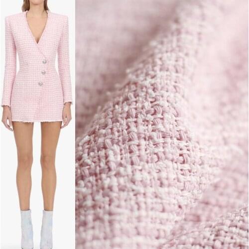 Red Raspberry France Tweed Pink Pierced Fabrics Garment Materials Autumn Women Coat Skirt DIY Sewing Cloth Tailor Freeshipping
