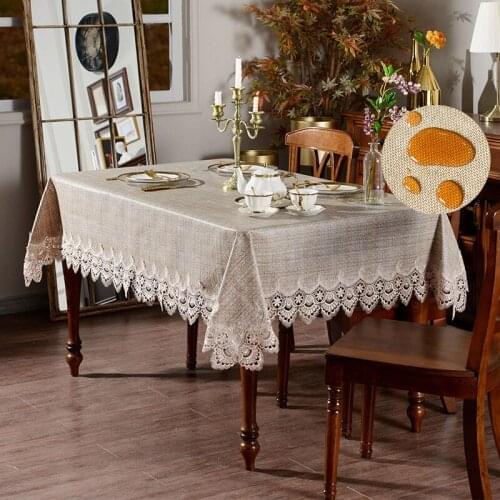 Embroidered Lace PVC Table Cloth Rectangular Square Waterproof Oilproof Dinning Coffee Party Kitchen Table Cover Home Decor