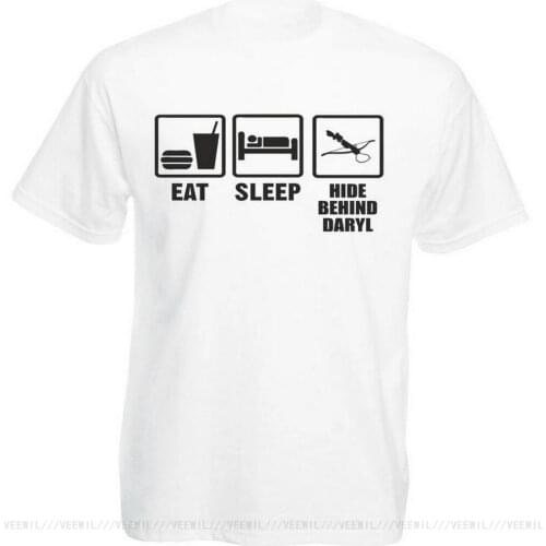 Eat Sleep Hide Behind Daryl The Walking Dead Inspired Mens Printed T-Shirt Harajuku Tops Fashion Classic Tee Shirt