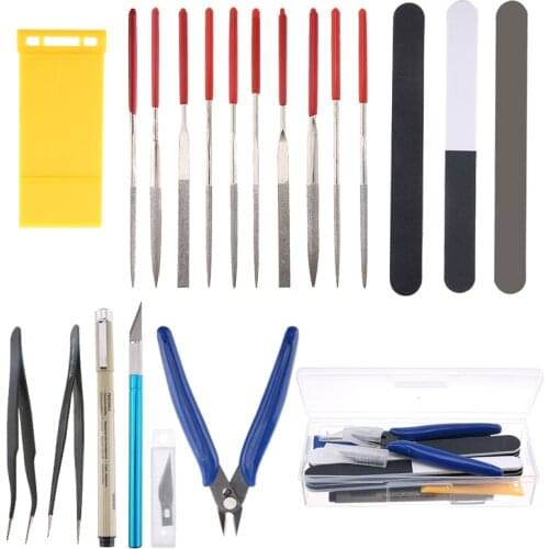Durable 24Pcs Model Craft Repair Fix Hand Tools Kit DIY Basic Tool For Modeler Hobby Modelling Tool Accessories