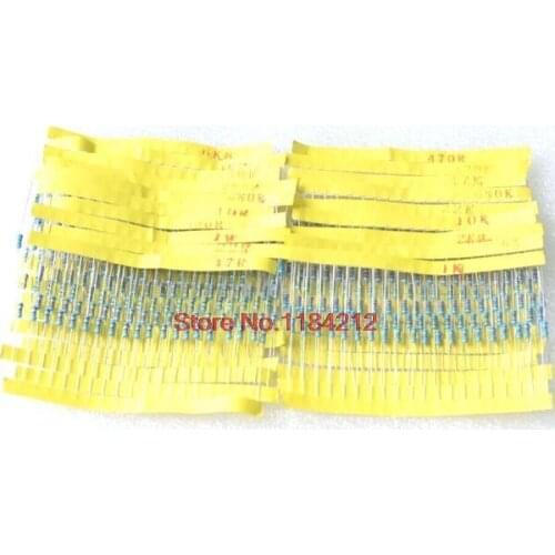 New 1% 1/4W 10R-1MR Metal Film Resistor Assorted Kit 20 Values Total 400pcs 20pcs Each In sock High QualityHotSale
