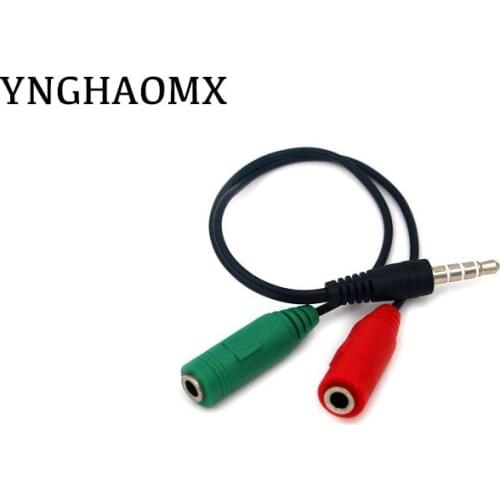 Wholesale 1000pcs/lot Extension Audio Splitter Cable + Mic Earphone Headphones Jack 1 to 2 Y Stereo Splitter for iPhone 5