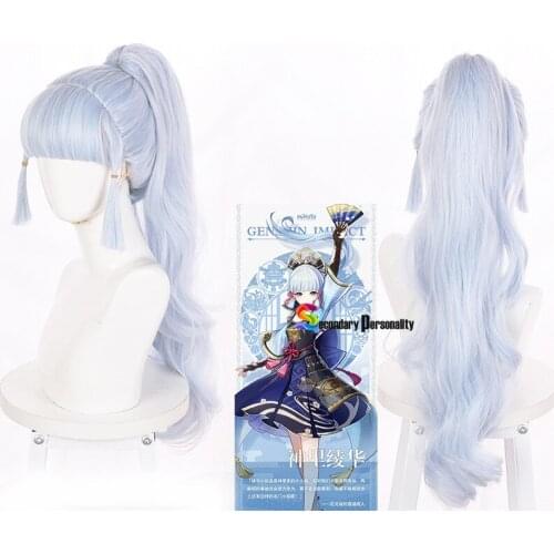 Game Genshin Impact Kamisato Ayaka Cosplay Silver blue wigs Carnival Halloween Costumes Women Party Sexy Anime Wigs