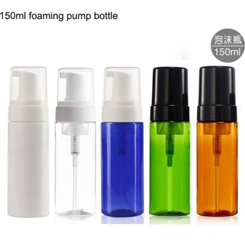 24 x 150ml cosmetic facial Cleanser wash cream Plastic pet white liquid soap Foam bottle with White Black foamer pump