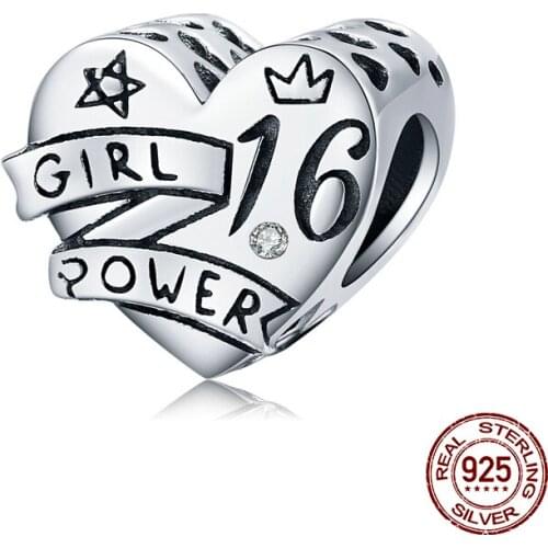 Fit bangle bracelets making girl power heart beads for women fashion jewelry 925 sterling silver vintage charms jewelry pendant