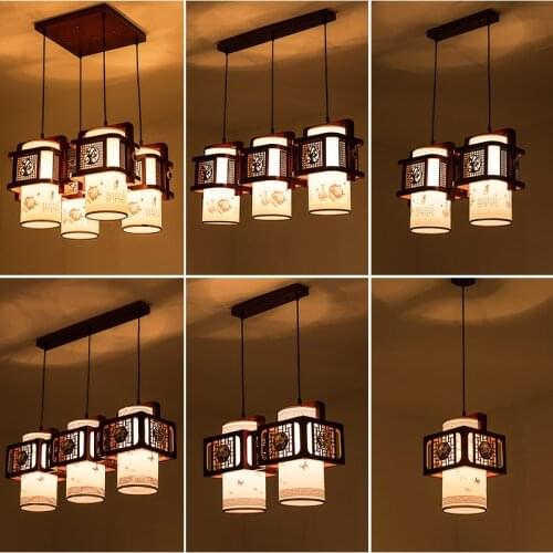 New Chinese style Pendant Lights small pendant lamp solid wood stair balcony lamps and lanterns vintage restaurant LU728294