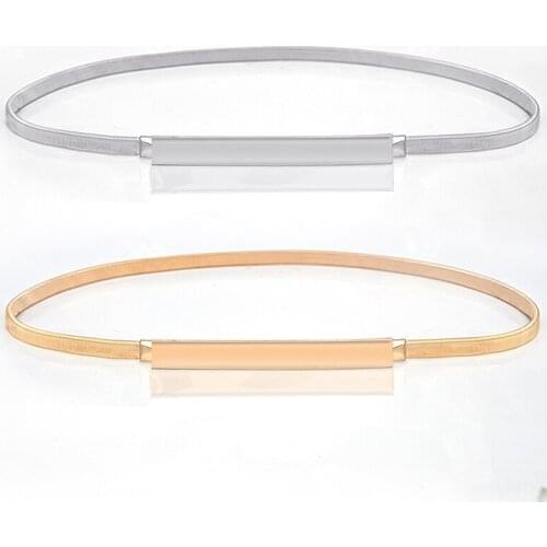 Elastic Sexy Belts For Women Ladies Dress Belt Fashion Gold Silver Thin Female Waist Belt With Metal Buckle ceinture femme