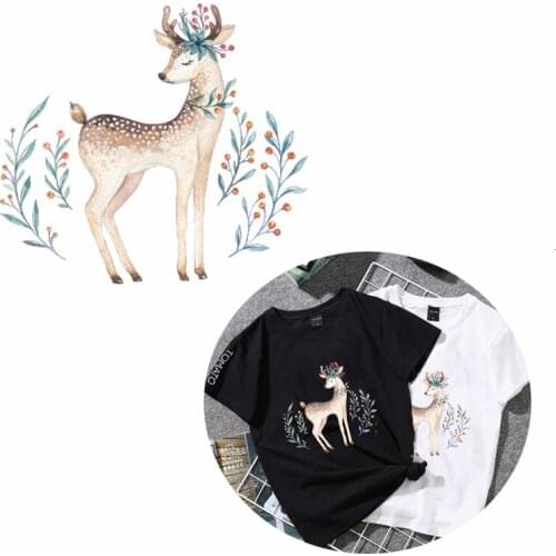Christmas Patch Xmas Deer Iron On Transfer Be The Queen Heat Vinyl 3D Stickers On Clothing DIY Jeans Flower Animal Decor