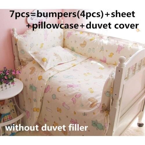 Discount! 6/7pcs Crib Cot Bedding Set for Girl Boy Newborn Baby Bed Set,Duvet Cover,120*60/120*70cm