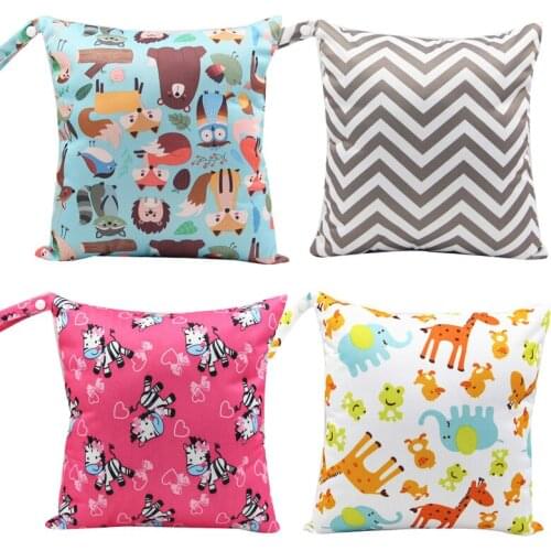 28*30cm Single Zipper Baby Cloth Storage Pocket Diaper Bag Mommy Stroller Nappy Wet Bags Waterproof Reusable Pail Liner