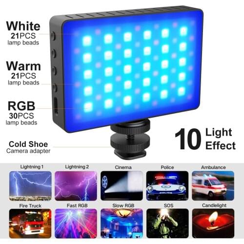 72 Lamp Beads Mini 30W RGB LED Video Light With 3000mAh Rechargeable Battery For Photography Lighting 10 Light Effect Mode