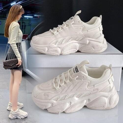 Outdoor Women Sport Shoes Woman Breathable Fitness Running Shoes Women Trend Lace-up Platform Sneaker Non-slip Thick Bottom Shoe