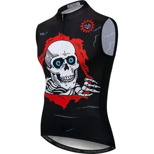 Weimostar Cycling Vest Men Summer Reflective Skull Bike Clothing Sport MTB Bicycle Vests Sleeveless Quick Dry Cycling Jersey