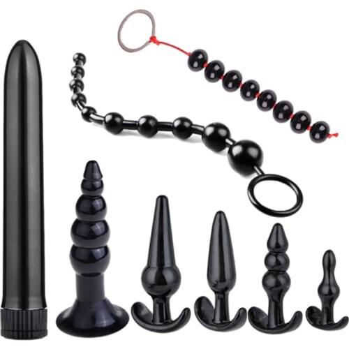 8pcs/set Vibrator Suction Cup Anal Plug Prostate Stimulation Anus Dilatation Beads Butt Plug Masturbator Flirt Sex Toy