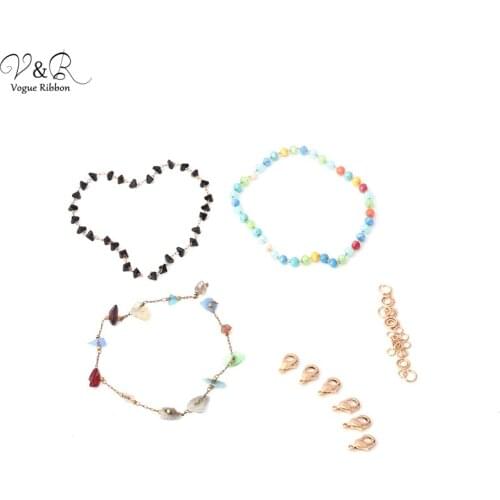 Vogue Ribbon Diy Handmade Jewelry Semi-precious Stone Braclet Set Materials Fashion Jewelry Accessories Making More Fun DIY-107