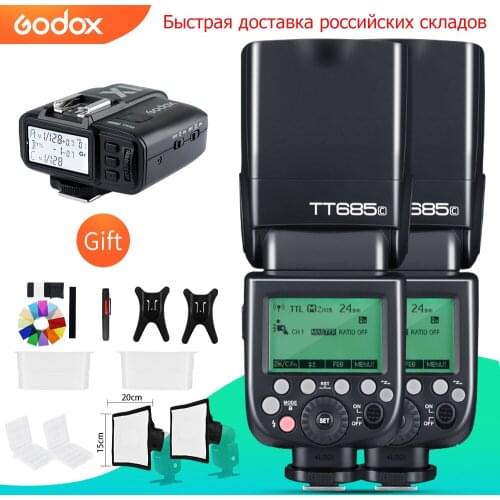 Godox 2PCS TT685C TT685N TT685S TT685F TT685O 1/8000s HSS TTL Flash Speedlite with X1T Trigger for Canon Nikon Sony Fuji Olympus