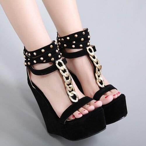 2021 New Women Pumpd Gladiator Sandals for Women High Heels Fashion Wedge Sandals Chain Platform Sandals Woman Summer Shoes