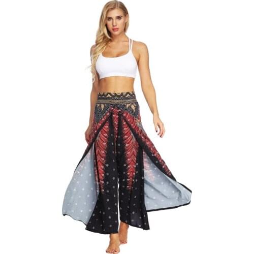 Women Yoga Pants Wide Leg Trouser Sport Bottom Flare Pant Palazzo Dot Vintage Bloomers Belly Dance Loose Travel Beach Sweatpants