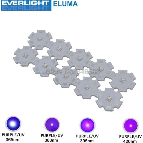 10pcs 3W 365nm 380nm 395nm 420nm UV Ultraviolet 3535 Everlight Eluma High Power LED Light Emitter Diode on 8/12/14/16/20mm PCB