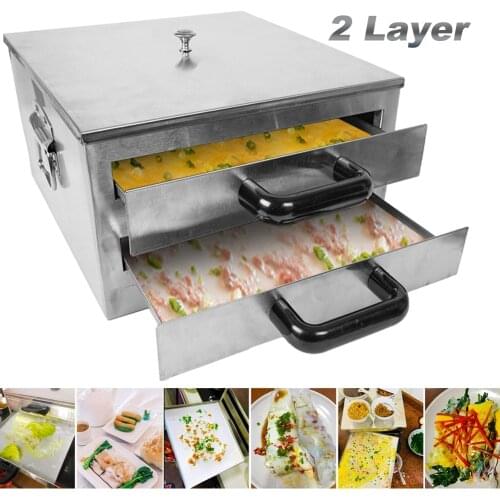 2 Layer Stainless Steel Rice Noodle Roll Steamed Bun Steam Machine w/3 Trays Vermicelli Roll Steaming Furnace Steamer Household