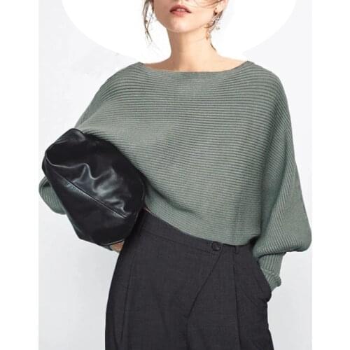 2021 Short Batwing Sleeve Sweater Women Slash Neck Knitted Winter Sweaters Tops Cashmere Casual Pullovers Jumper Pull Femme